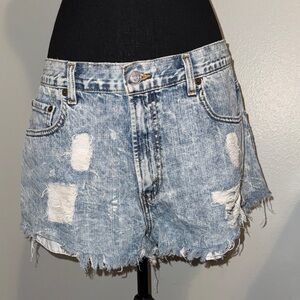 Levi's Light Blue Distressed Denim Cutoff Shorts
